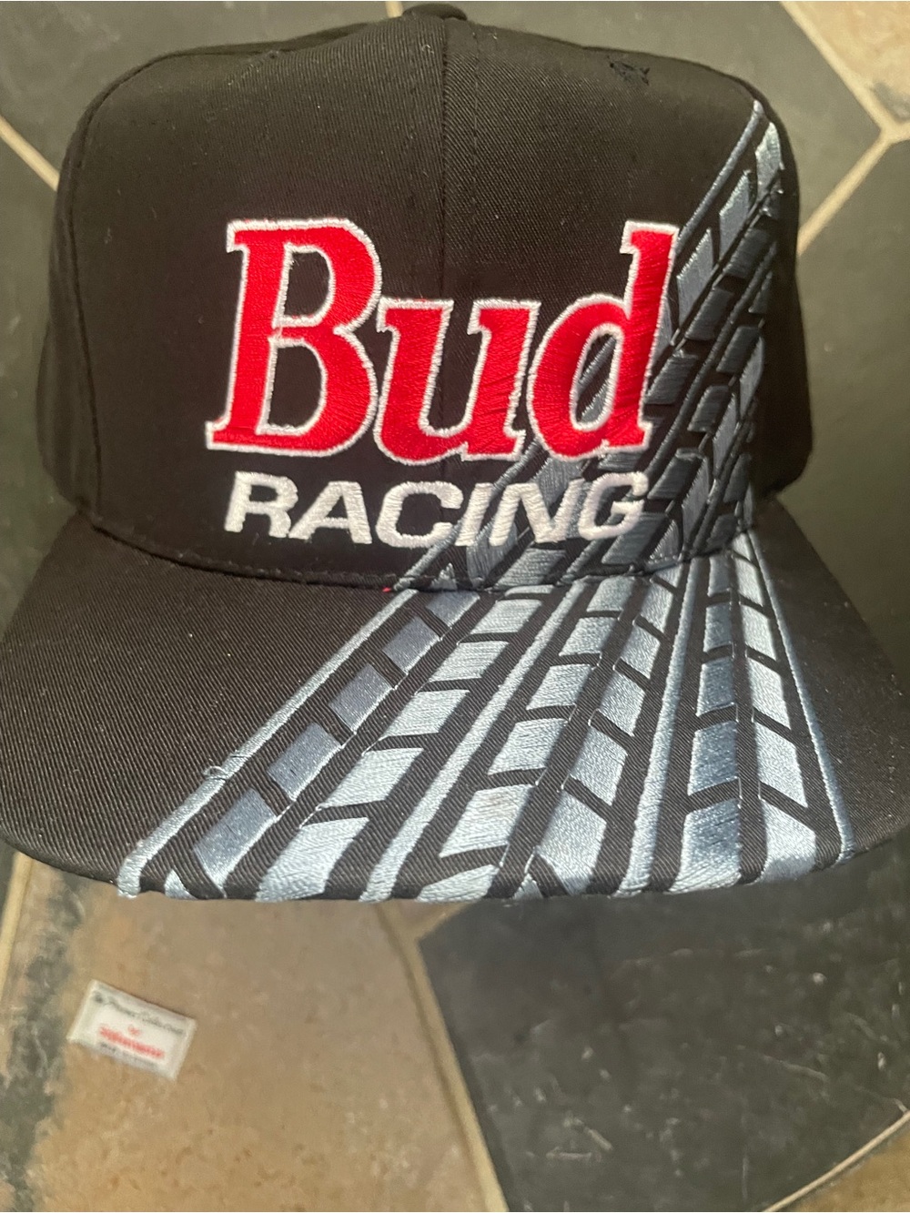 Budweiser Black Red Racing Logo Snapback Hat
